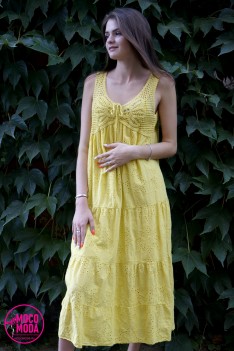 Светло-желтое летнее платье, хлопок.