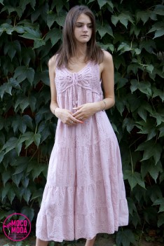 Светло-розовое летнее платье "пудра", хлопок