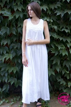 Белое длинное летнее платье, хлопок Free Size (46-48-50) 